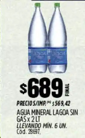 Supermercados Yaguar Lagoa agua mineral sin gas oferta