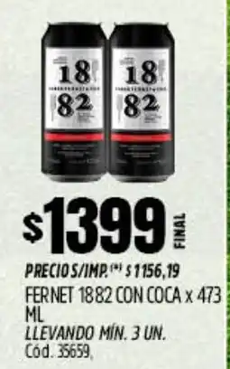 Supermercados Yaguar 1882 fernet con coca oferta