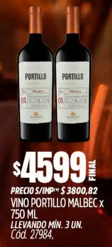 Supermercados Yaguar Portillo vino malbec oferta