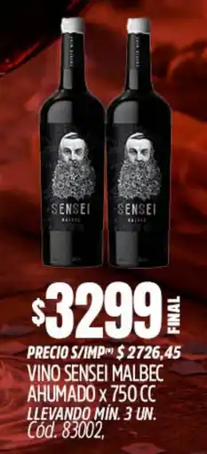 Supermercados Yaguar Sensei vino malbec ahumado oferta