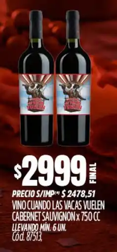 Supermercados Yaguar Cuando las vacas vino vuelen cabernet sauvignon oferta