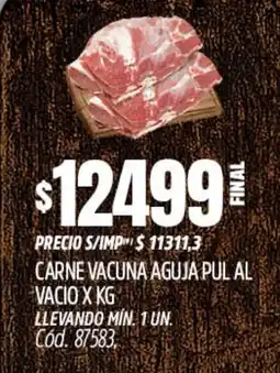 Supermercados Yaguar Carne vacuna aguja pul al vacio oferta