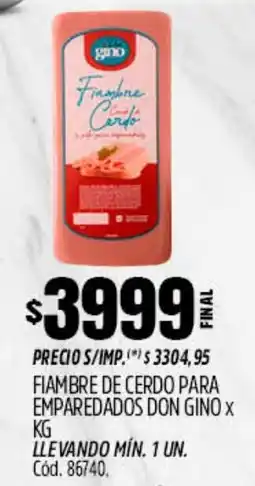 Supermercados Yaguar Fiambre de cerdo para emparedados don gino oferta