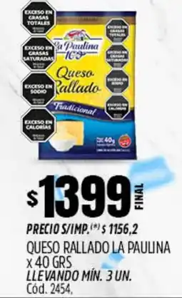 Supermercados Yaguar la paulina queso rallado oferta