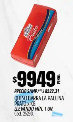 Supermercados Yaguar La paulina queso barra prato oferta