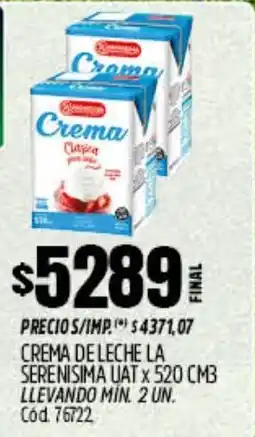 Supermercados Yaguar La serenisima crema de leche uat oferta