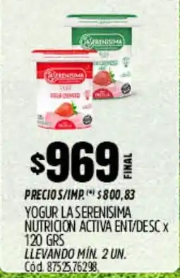 Supermercados Yaguar La serenisima yogur nutricion activa ent/desc oferta
