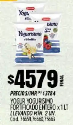 Supermercados Yaguar Yogurisimo yogur fortificado entero oferta