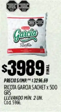 Supermercados Yaguar Garcia ricota sachet oferta