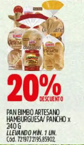 Supermercados Yaguar Bimbo pan artesano hamburguesa pancho oferta