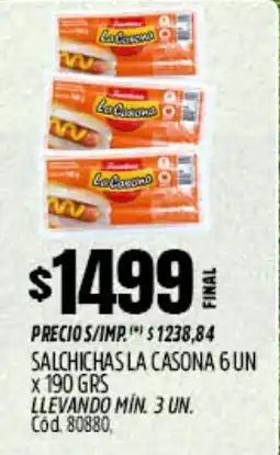 Supermercados Yaguar La casona salchichas oferta