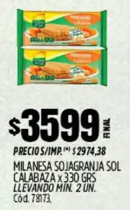 Supermercados Yaguar Milanesa sojagranja sol calabaza oferta