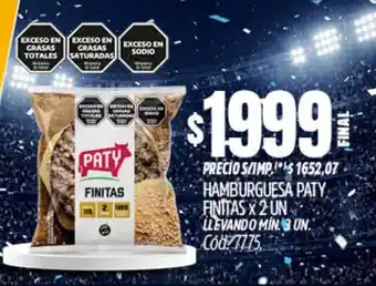 Supermercados Yaguar Paty hamburguesa finitas oferta