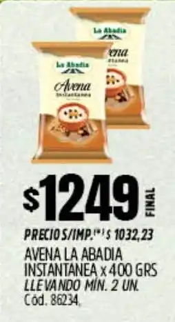 Supermercados Yaguar La abadia avena instantanea oferta