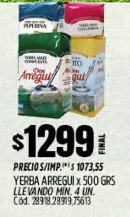Supermercados Yaguar Arregui yerba oferta