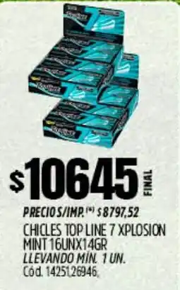 Supermercados Yaguar Chicles top line 7 xplosion mint oferta