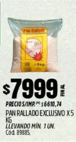 Supermercados Yaguar Rallado pan exclusivo oferta