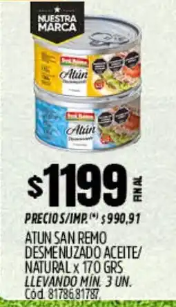 Supermercados Yaguar San remo atun desmenuzado aceite/ natural oferta