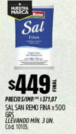 Supermercados Yaguar San remo sal fina oferta