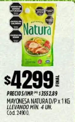 Supermercados Yaguar Natura mayonesa d/p oferta