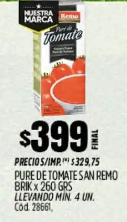 Supermercados Yaguar San remo pure de tomate brik oferta