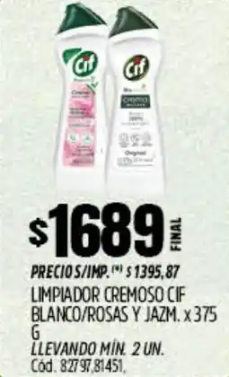 Supermercados Yaguar Cif limpiador cremoso blanco/rosas y jazm. oferta