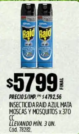 Supermercados Yaguar Raid insecticida azul mata moscas y mosquitos oferta