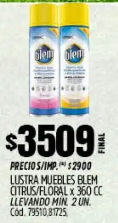 Supermercados Yaguar Blem lustra muebles citrus/floral oferta