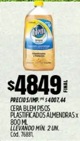 Supermercados Yaguar Blem cera pisos plastificados almendras oferta