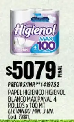 Supermercados Yaguar Higienol papel higienico blanco max panal oferta