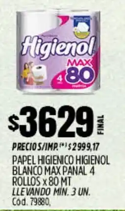 Supermercados Yaguar Higienol papel higienico blanco max panal oferta