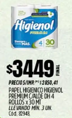 Supermercados Yaguar Higienol papel higienico premium c/aloe dh oferta