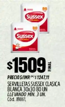 Supermercados Yaguar Sussex servilletas clasica blanca oferta