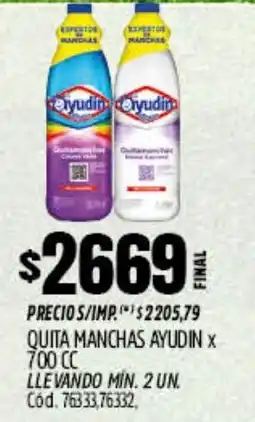 Supermercados Yaguar Ayudín quita manchas oferta
