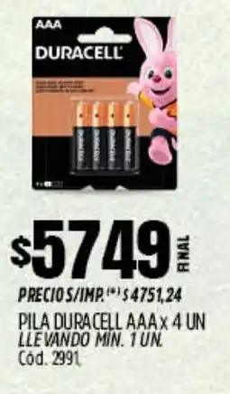 Supermercados Yaguar Duracell pila AAA oferta