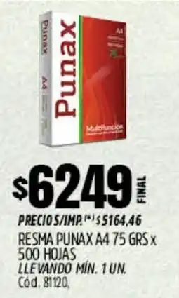 Supermercados Yaguar Punax resma A4 oferta