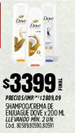 Supermercados Yaguar Dove shampoo/crema de enjuague oferta