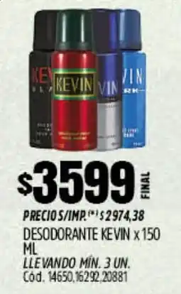 Supermercados Yaguar Kevin desodorante oferta