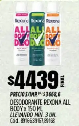 Supermercados Yaguar Rexona desodorante all body oferta