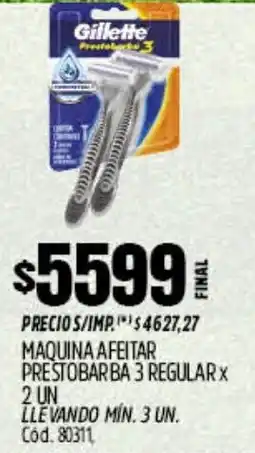 Supermercados Yaguar Gillette maquina afeitar prestobarba 3 regular oferta