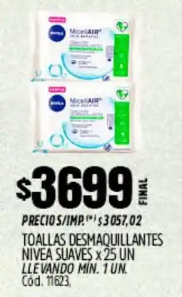 Supermercados Yaguar Nivea toallas desmaquillantes suaves oferta