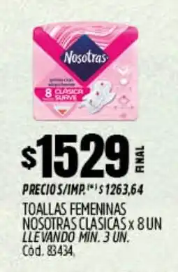 Supermercados Yaguar Nosotras toallas femeninas clasicas oferta