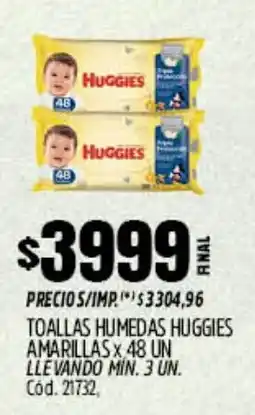 Supermercados Yaguar Huggies toallas humedas amarillas oferta