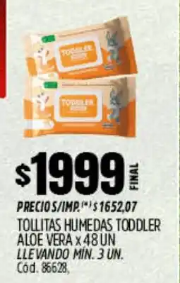 Supermercados Yaguar Toddler aloe vera tollitas humedas oferta