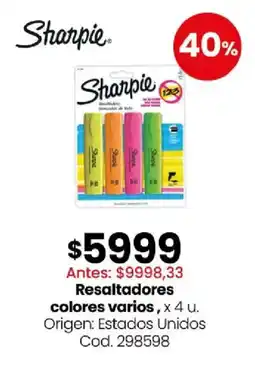 Coto Sharpie resaltadores colores varios oferta