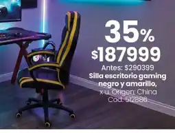 Coto Silla escritorio gaming negro y amarillo oferta