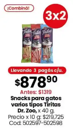 Coto Dr. zoo snacks para gatos varios tipos tiritas oferta