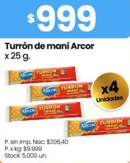 Changomas Arcor turrón de maní oferta