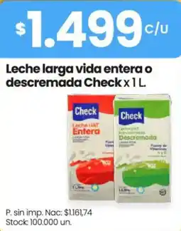 Changomas Check leche larga vida entera o descremada oferta