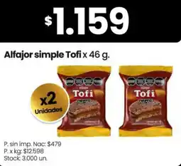 Changomas Tofi alfajor simple oferta